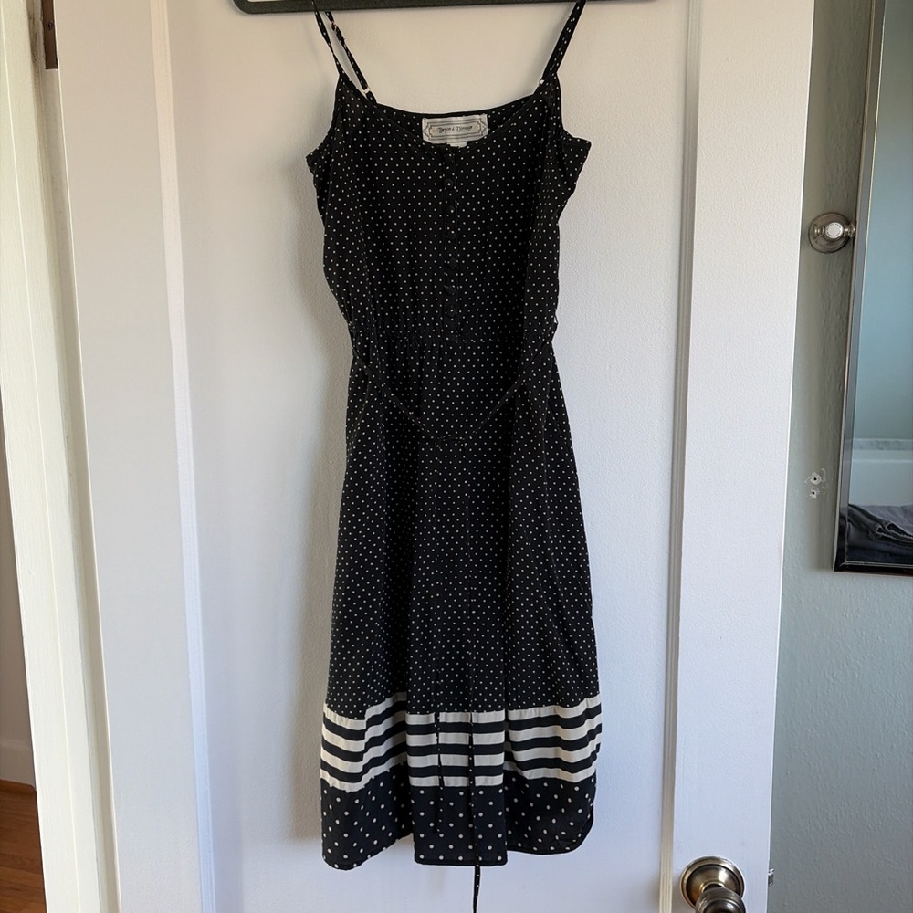 Beyond Vintage silk black and cream strappy dress
